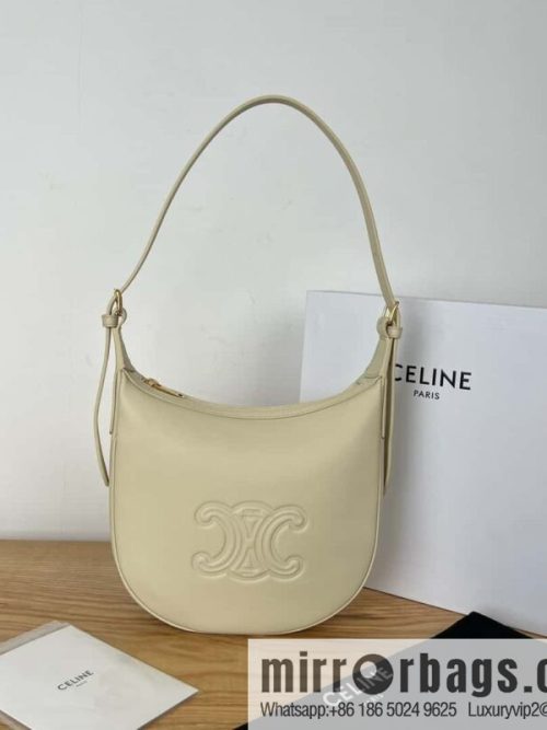 CELINE S HELOISE TRIOMPHE Soft cow leather (fabric) handbag 117253 Milk white