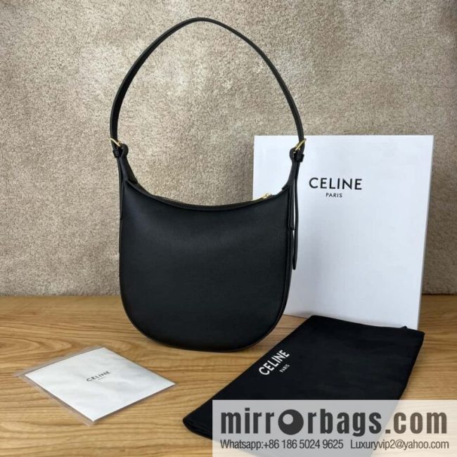 CELINE S HELOISE TRIOMPHE soft cow leather (fabric) handbag 117253 black
