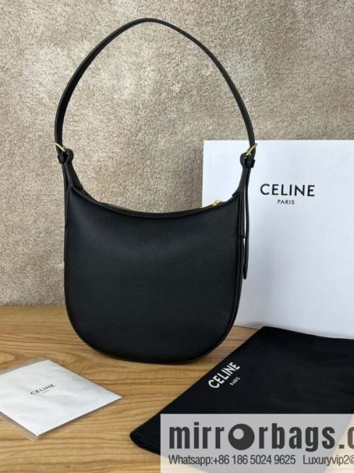 CELINE S HELOISE TRIOMPHE soft cow leather (fabric) handbag 117253 black