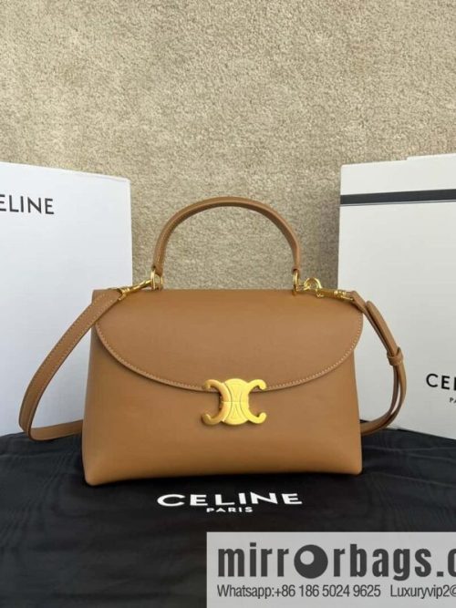CELINE NINO Medium soft cow leather (fabric) handbag 117523 brown