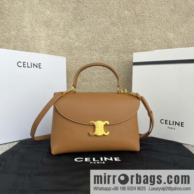 CELINE NINO Medium soft cow leather (fabric) handbag 117523 brown