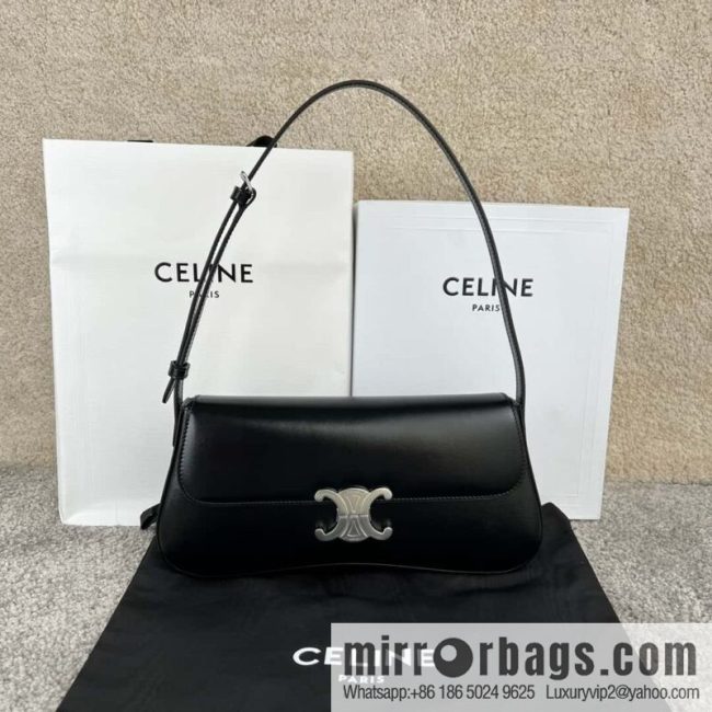 CELINE LOLA medium glossy cow leather (fabric) handbag 115533 black