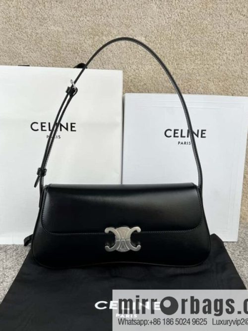 CELINE LOLA medium glossy cow leather (fabric) handbag 115533 black