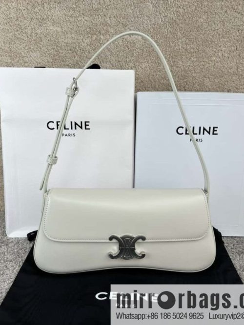 CELINE LOLA Medium glossy cow leather (fabric) handbag 115533 white
