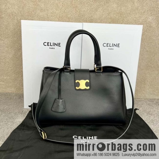 CELINE APPOLINE Medium soft cow leather (fabric) handbag 114963 black