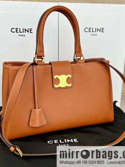 CELINE APPOLINE Medium soft cow leather (fabric) handbag 114963 brown