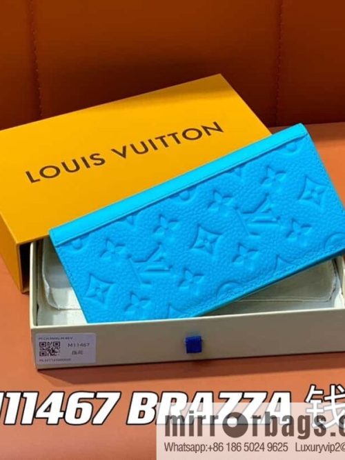 [Original order boutique] M11467 blue full leather embossed, long suit clip wallet series BRAZZA wallet