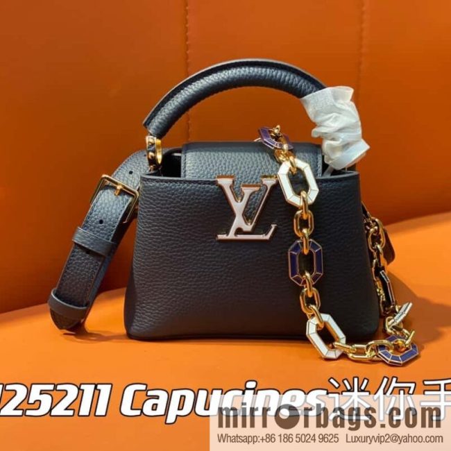 [Original order boutique] M25211 dark blue (chain strap) M24863 full leather cap that English series Capucines mini handbag