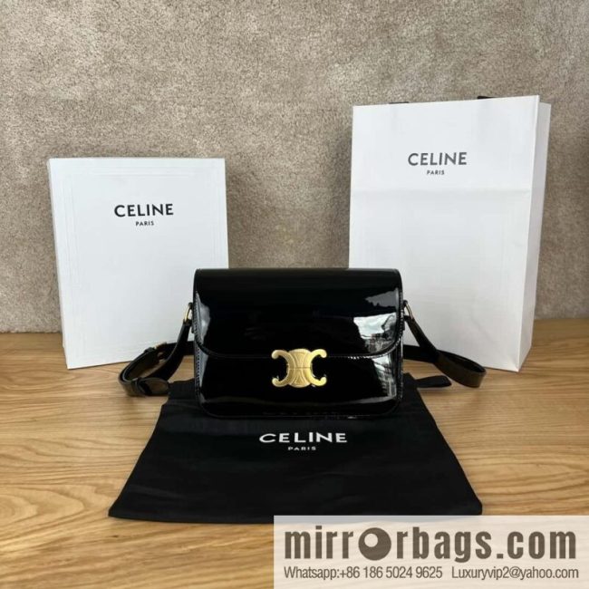 CELINE TRIOMPHE black patent leather shoulder backpack 187363
