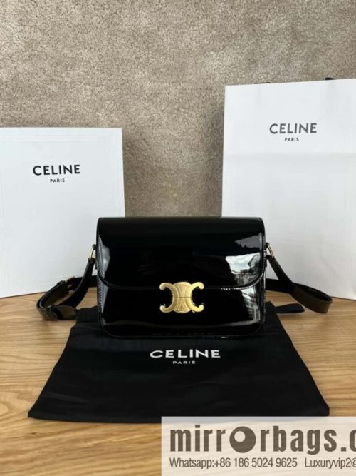 CELINE TRIOMPHE black patent leather shoulder backpack 187363