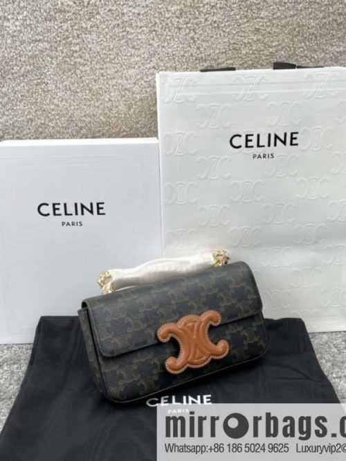 CELINE TRIOMPHE logo printed cow leather (fabric) chain strap shoulder backpack 199242 monogram