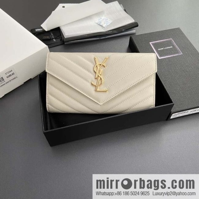 YSL MATELASSE flip grain embossed leather (fabric) wallet 372264