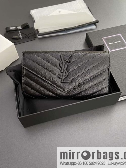 YSL MATELASSE flip grain embossed leather (fabric) wallet 372264