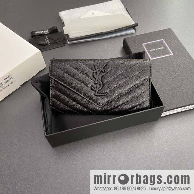 YSL MATELASSE flip grain embossed leather (fabric) wallet 372264