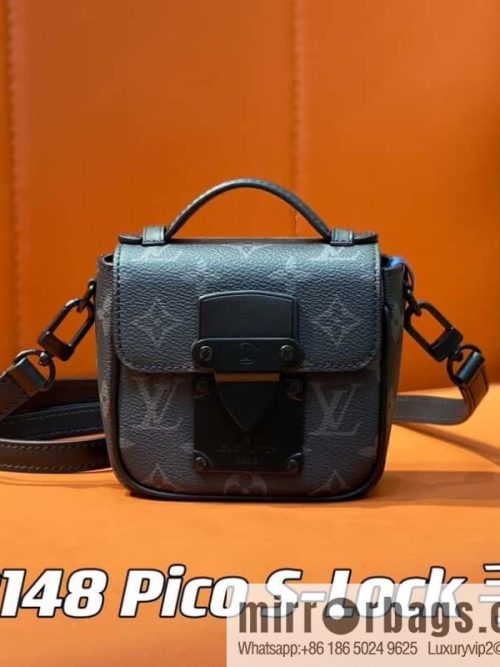 [Original order boutique] M83148 black flower, men\'s bag, mini mailman bag series Pico S-Lock handbag, Darth Vader