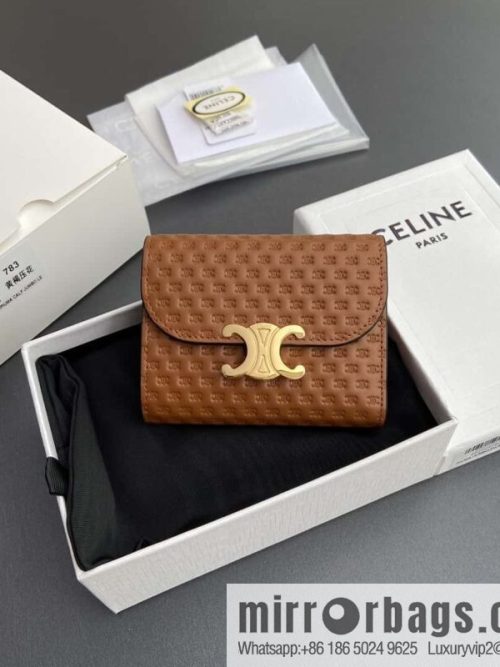 CELINE TRIOMPHE Glossy Sheep Leather Flower Wallet 10D782CQH.04LU783