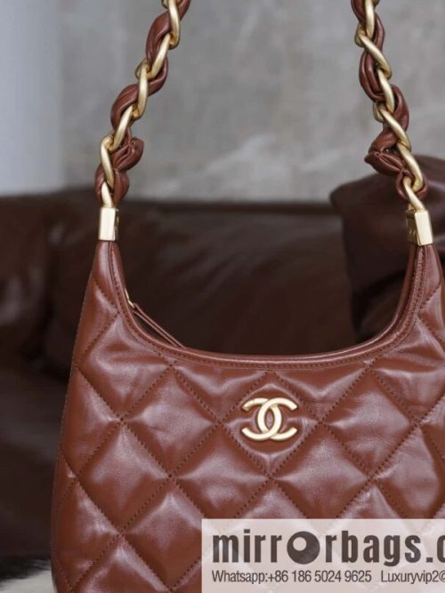 CHANEL Premium Handicraft Workshop Hobo Caramel Color, Small, Genuine Leather AS4922
