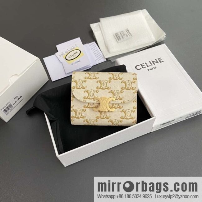 CELINE TRIOMPHE logo printed short wallet 10D782CQH.04LU783