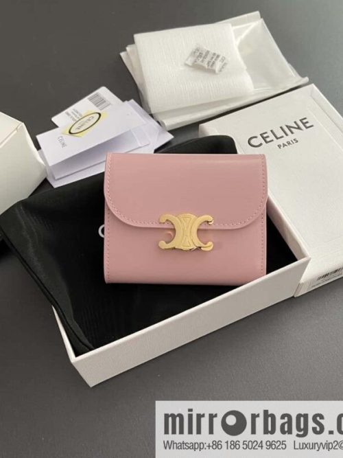 CELINE TRIOMPHE shiny cow leather wallet 10D782CQH.04LU783 pollen full leather
