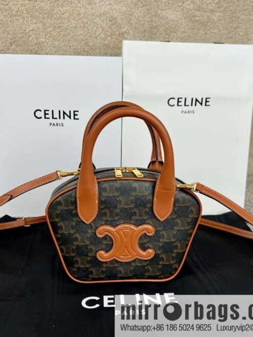 CELINE Mini Arc de Triomphe Logo Printed Bowling Bag 110462