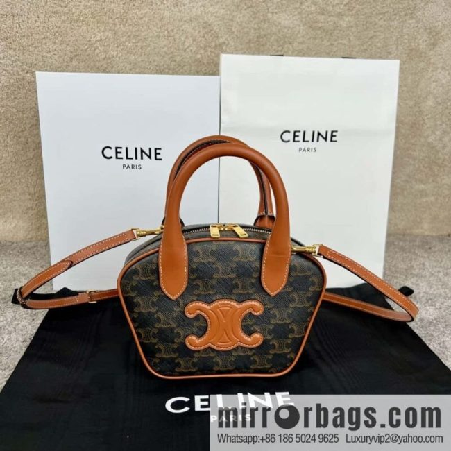 CELINE Mini Arc de Triomphe Logo Printed Bowling Bag 110462