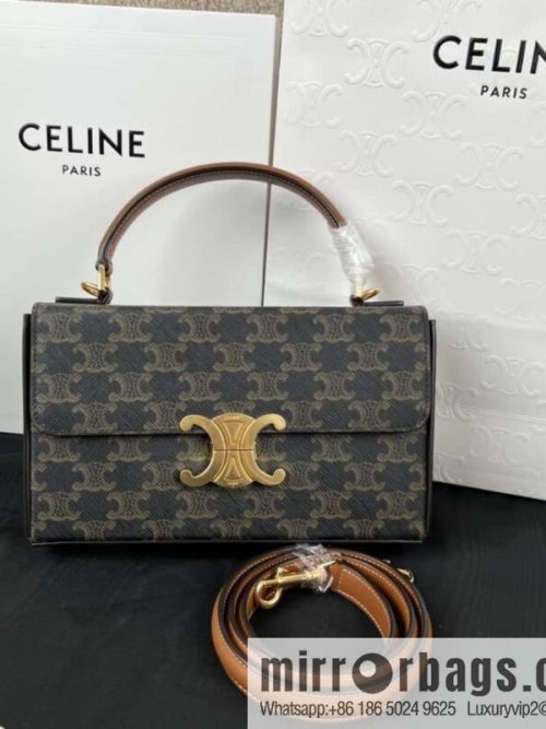 CELINE BOX TRIOMPHE logo printed cow leather handbag 199992