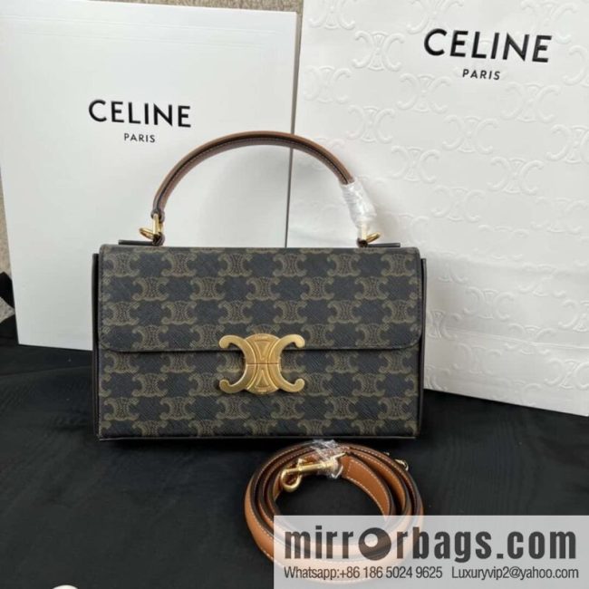CELINE BOX TRIOMPHE logo printed cow leather handbag 199992