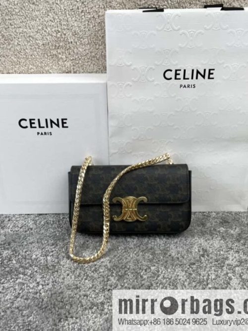 CELINE TRIOMPHE logo printed chain shoulder backpack 197992