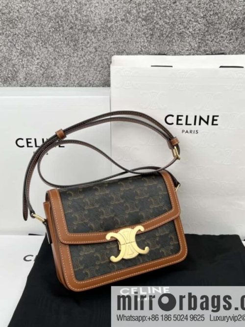 CELINE TRIOMPHE Canvas and calfskin small handbag 188882