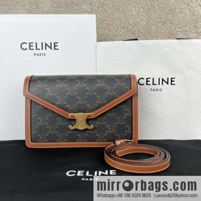 CELINE ENVELOPPE TRIOMPHE signature printed cow leather envelope bag 113322