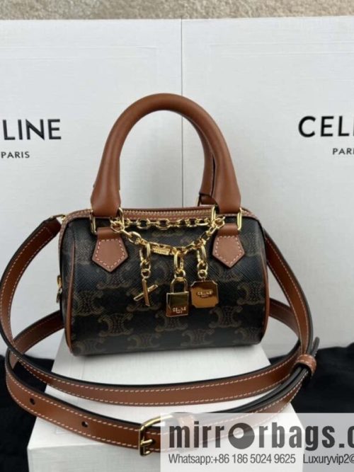 CELINE TRIOMPHE Faux Leather Mini Boston Bag 195112