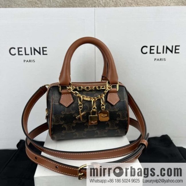 CELINE TRIOMPHE Faux Leather Mini Boston Bag 195112
