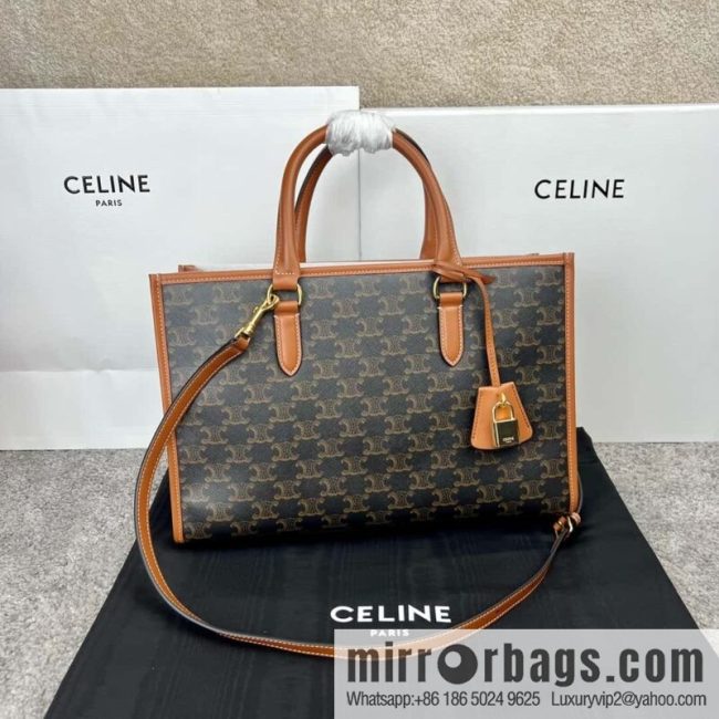 CELINE CABAS TRIOMPHE logo print and cow leather, horizontal mini handbag 199742