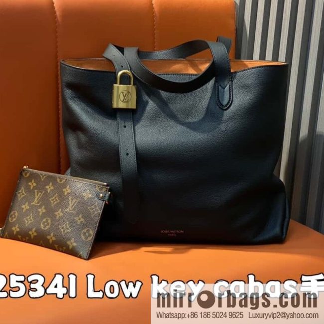 [Original order boutique] M25341 black, full leather shopping bag Low key cabas handbag 25342 M25343 2024 latest autumn and winter new models, Low Key Cabas medium handbag