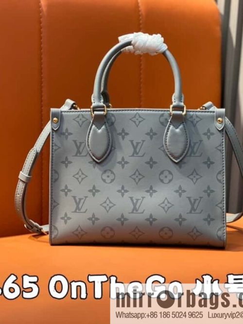 [Original order boutique] M12465 shark gray silk screen printing, full leather square bag series, this OnTheGo small handbag.