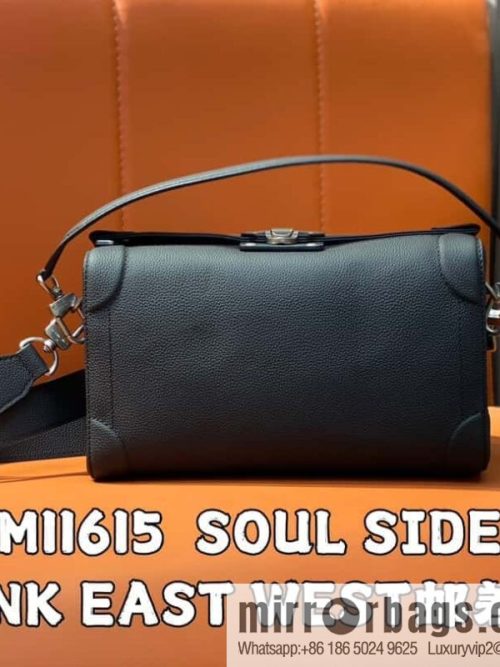 [Original order boutique] M11615 black full leather men\'s bag mailman bag series SOUL SIDE TRUNK EAST WEST mailman handbag