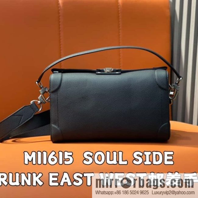 [Original order boutique] M11615 black full leather men\'s bag mailman bag series SOUL SIDE TRUNK EAST WEST mailman handbag