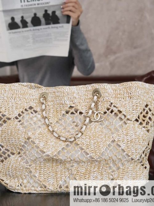 CHANEL CoCo Beach Straw Shopping Bag 🛍️ Large AS4576