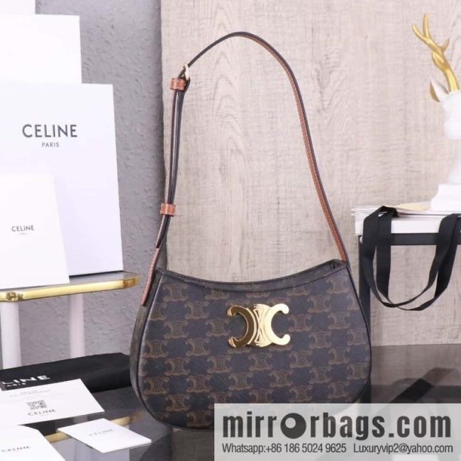 CELIN_E 2024 | TILLY medium bright cow leather handbag 24s spring new product 115703BF4.38NO armpit bag