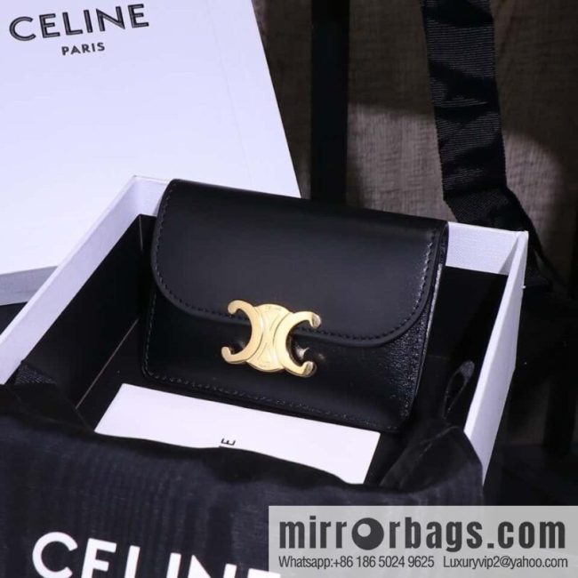 [Premium quality, all-steel hardware] 💃🏻 CELINE\'s latest TRIOMPHE cowhide flip card bag model number: 101583