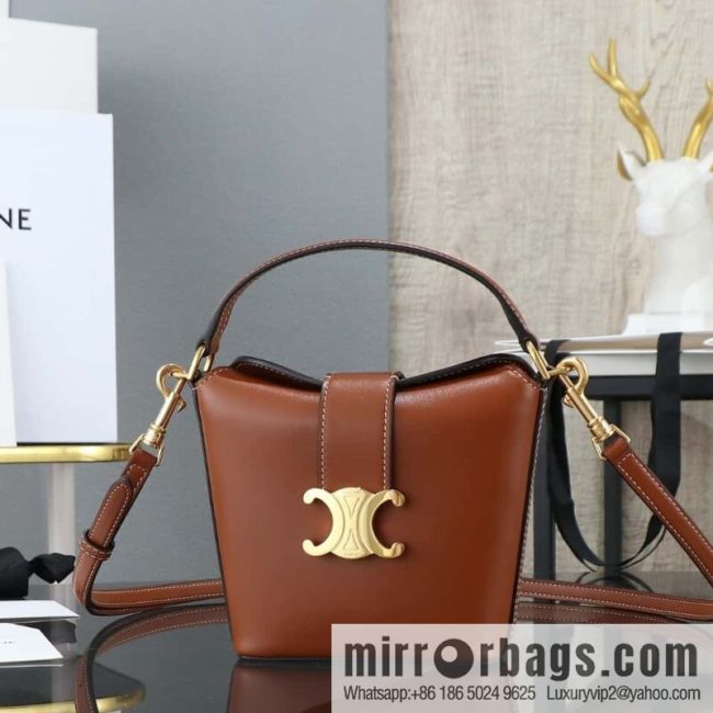 [Premium quality, all-steel hardware] CELIN_E TRIOMPHE mini cowhide bucket bag model: 10k943