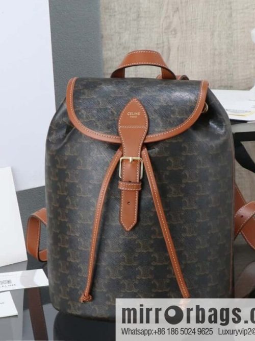 [Premium all-steel hardware] CELINE FOLCO logo printed cow leather medium backpack model: 117902