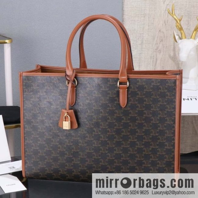 [Premium grade, all-steel hardware] CELIN-E CABAS TRIOMPHE TOTE logo printed cow leather horizontal handbag number: 194342CS8.27FX