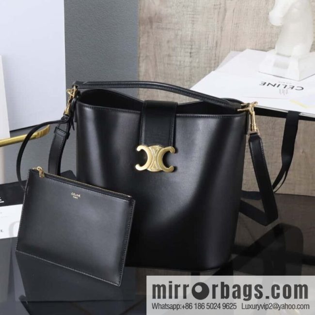 [Premium all-steel hardware] 24s new Louise bucket bag CELINE LOUISE medium smooth cow leather handbag No.: 116613FX9.38NO