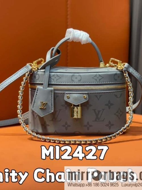 [Original order boutique] M12427 shark gray silk screen printing, full leather chain bag series Vanity Chain Pouch handbag