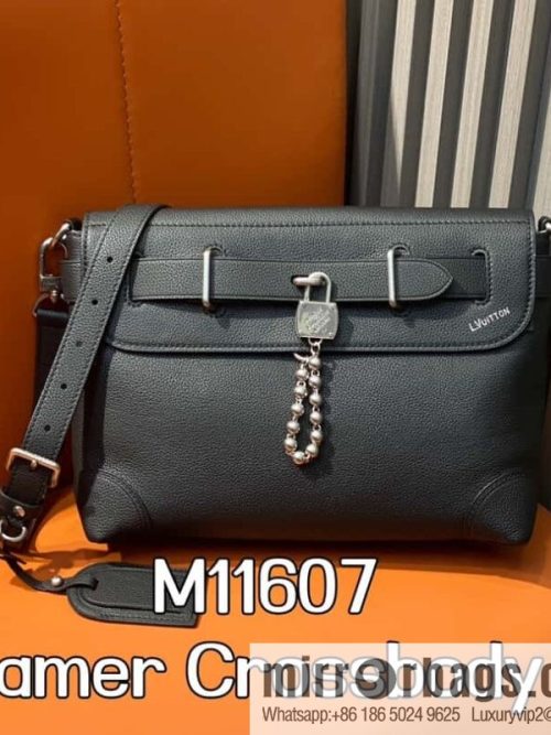 [Original order boutique] M11607 black full leather, men\'s bag messenger bag series, this Steamer Crossbody handbag.