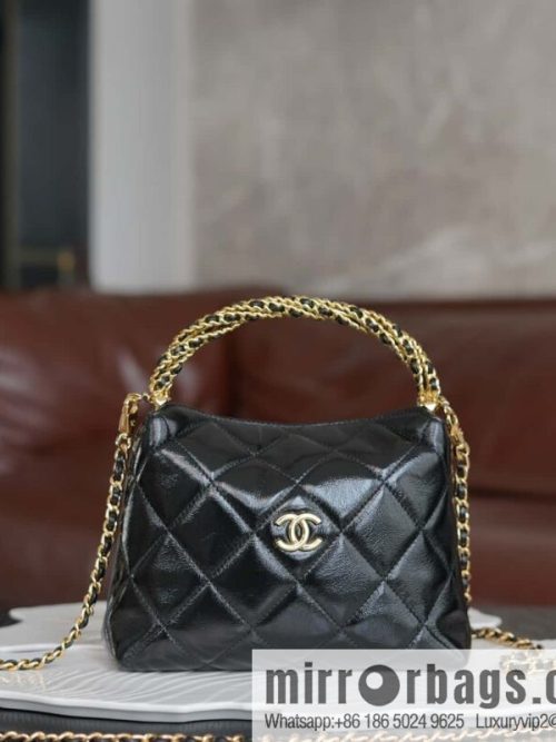 CHANEL 24b new thick chain handle, lunch box bag, black 🖤 AP4189 B17675 NZG79