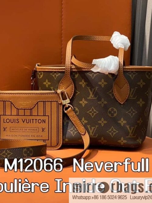 [Original order boutique] M12066 presbyopia brown, double-sided shopping bag series Neverfull Bandoulière Inside Out BB handbag