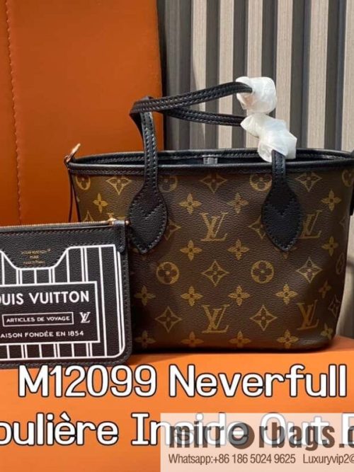 [Original order boutique] M12066 presbyopia brown, double-sided shopping bag series Neverfull Bandoulière Inside Out BB handbag