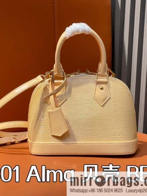 [Original order boutique] M40301 apricot patent leather, water ripple shell bag series Alma shell BB handbag